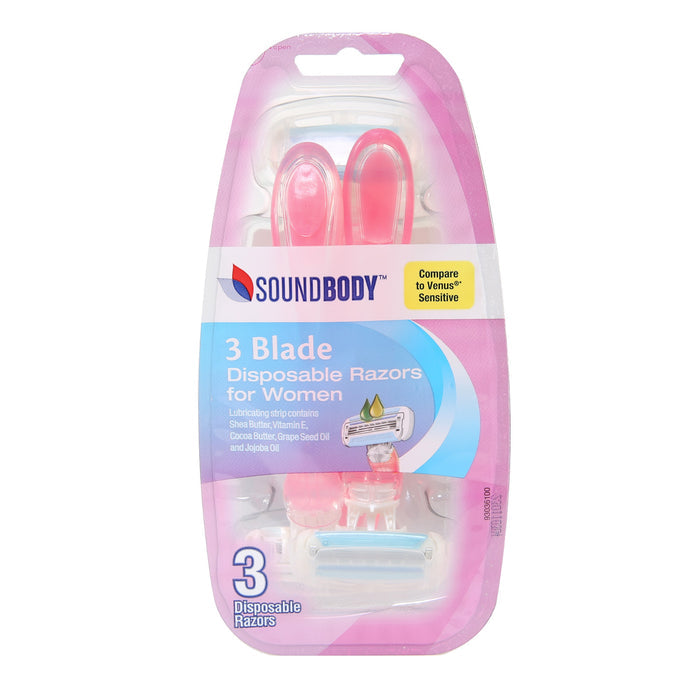 Sound Body Moisture Strips Disposable Women Razors 3ct