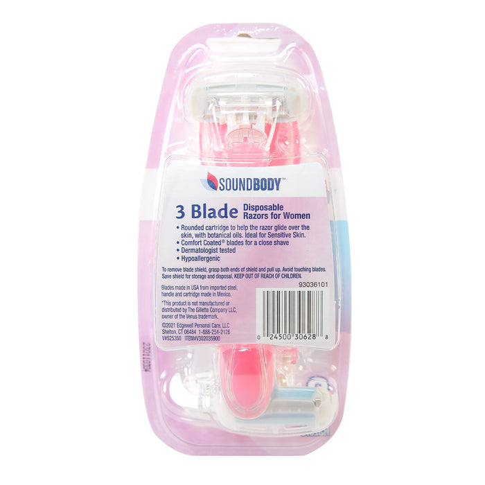 Sound Body Moisture Strips Disposable Women Razors 3ct
