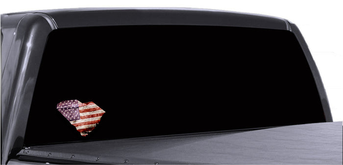 South Carolina Distressed Tattered Subdued USA American Flag Vinyl Sticker