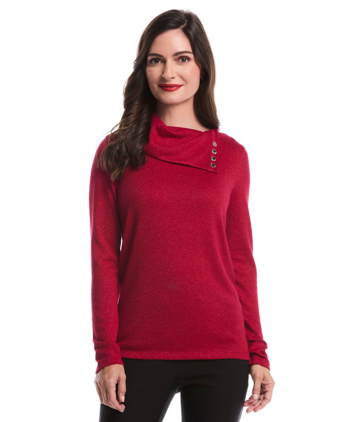 Petite Split Collar Top (Rio Red)
