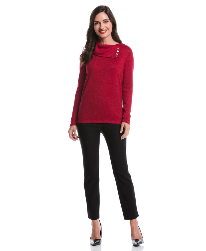 Petite Split Collar Top (Rio Red)