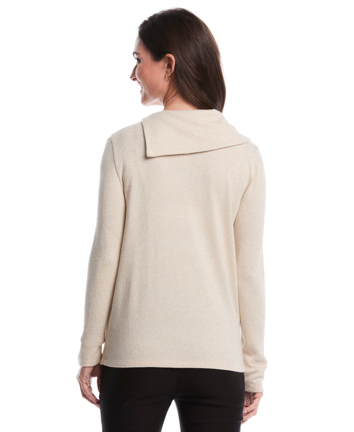 Petite Split Collar Top (Wheat Heather)