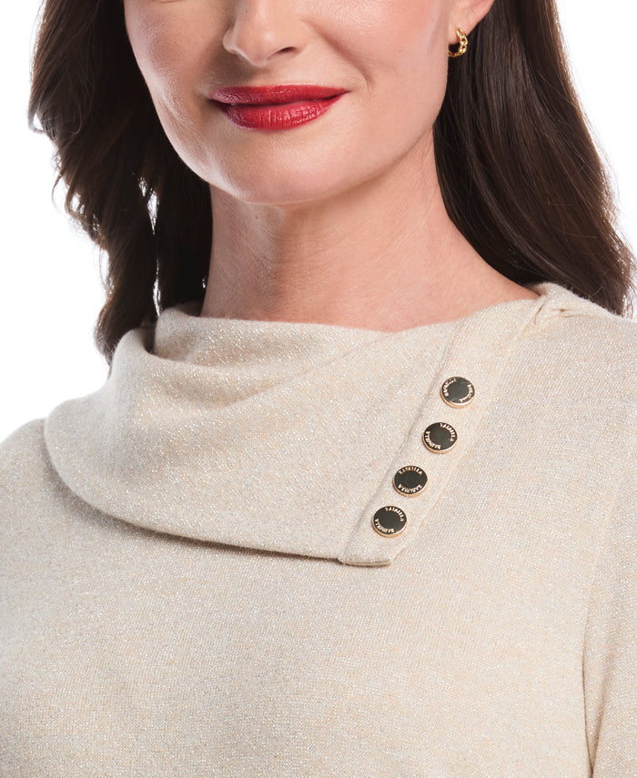 Petite Split Collar Top (Wheat Heather)