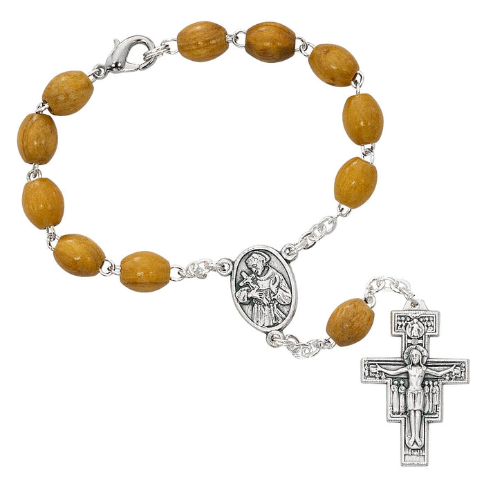 St Francis Brown Wood Auto Rosary