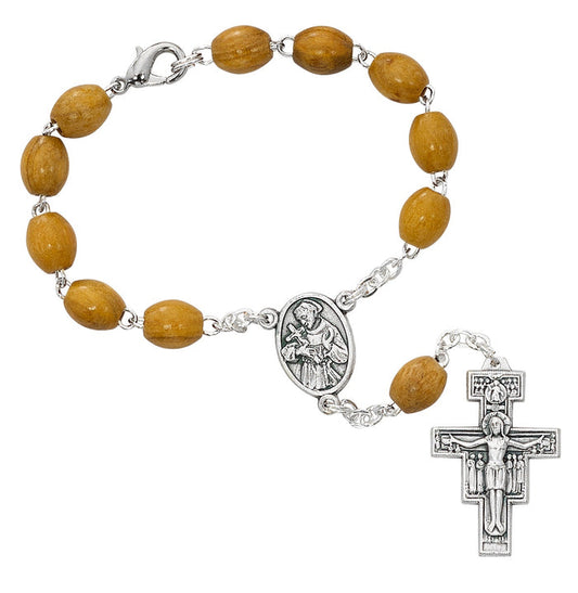 St Francis Brown Wood Auto Rosary