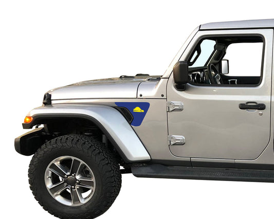 State Flag Fender Vent Inlays Fits: 2018 & up Jeep Wrangler JL JT Sport Sahara Altitude Rubicon