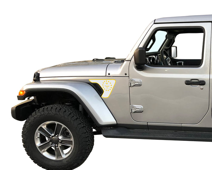 State Flag Fender Vent Inlays Fits: 2018 & up Jeep Wrangler JL JT Sport Sahara Altitude Rubicon