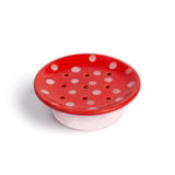 Swedish Dream Red Mushroom ceramic soap dish by Kalastyle Soap Co. with a charming mushroom design, perfect for bathroom decor.