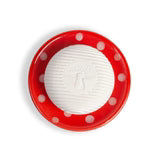 Swedish Dream Red Mushroom ceramic soap dish by Kalastyle Soap Co. with a vibrant red mushroom design and smooth ceramic finish.
