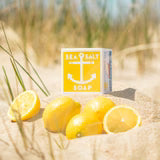 Kalastyle Soap Co. Swedish Dream Sea Salt Lemon Soap bar with sea salt and lemon zest, displayed on a neutral background.