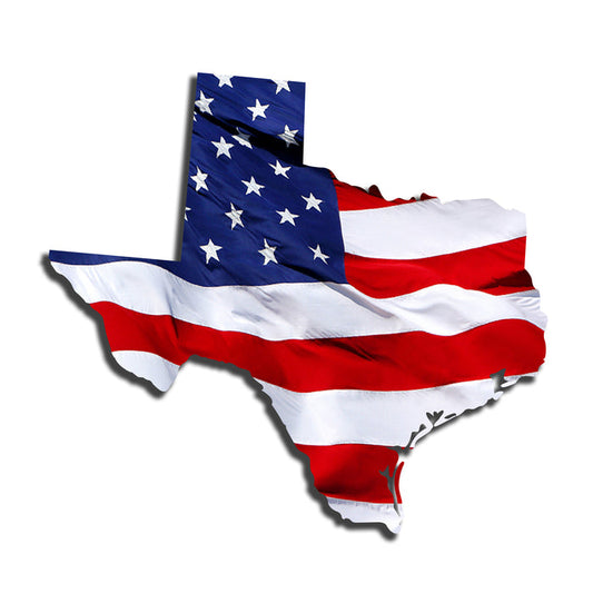 Texas Waving USA American Flag. Patriotic Vinyl Sticker