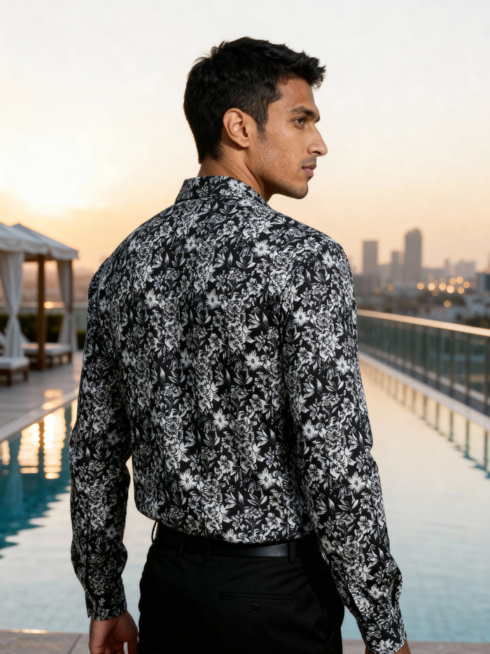 The Paribito Black Crepe Party Shirt