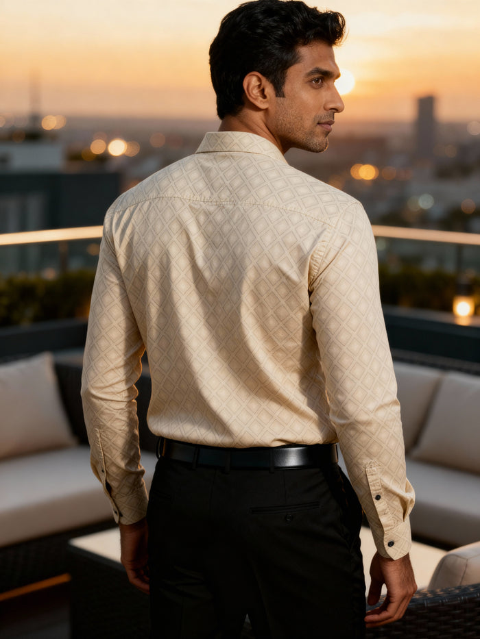 The Paribito Cream Viscose Rayon Party Shirt