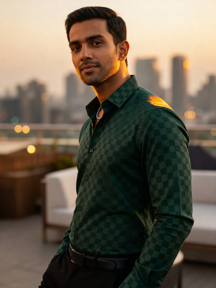 The Paribito Dark Green Cotton Party Shirt