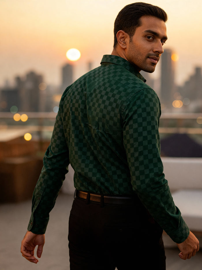 The Paribito Dark Green Cotton Party Shirt