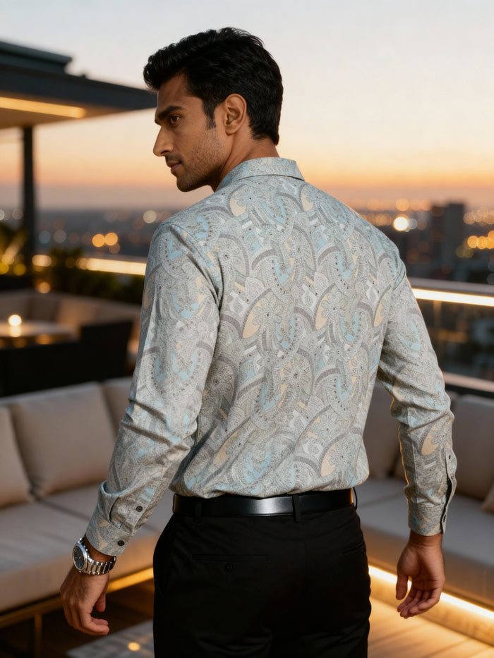 The Paribito Grey Cotton Party Shirt
