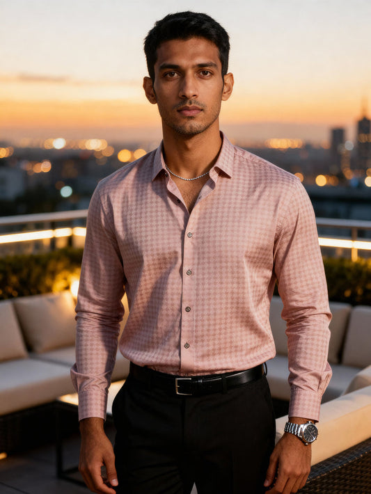 The Paribito Pink Satin Party Shirt