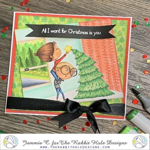 The Rabbit Hole Designs - Stamp Set - 4x8 - Love you More - Christmas Frost. Deeply etched, clear photopolymer stamps for precise placement. Made in the USA.  Coordinates with Love you More - Christmas Frost Dies. Available at Embellish Away located in Bowmanville Ontario Canada. Card designed by Jammie C.