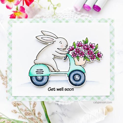 The Rabbit Hole Designs - Die Set - Spring Delivery. Deeply etched, clear photopolymer stamps for precise placement. Made in the USA.  Coordinates with Spring Delivery Dies. Available at Embellish Away located in Bowmanville Ontario Canada. Card design by calyperson.com