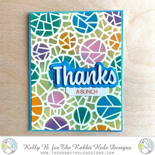 The Rabbit Hole Designs - Stamp Set - Thanks - Scripty - 3x4. Deeply etched, clear photopolymer stamps for precise placement. The word Congrats is sized so that it may be stamped onto the shadow layer from the coordinating dies (sold separately). Made in USA.  Coordinates with Thanks - Scripty Word with Shadow Layer Dies. Available at Embellish Away located in Bowmanville Ontario Canada. Card by Kelly B.