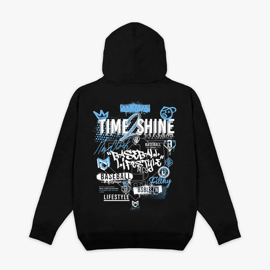 Black Time 2 Shine Icons hoodie — back view