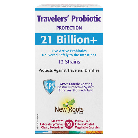 Box of New Roots Travelers’ Probiotic 21 Billion+ 30 Vegetable Capsules
