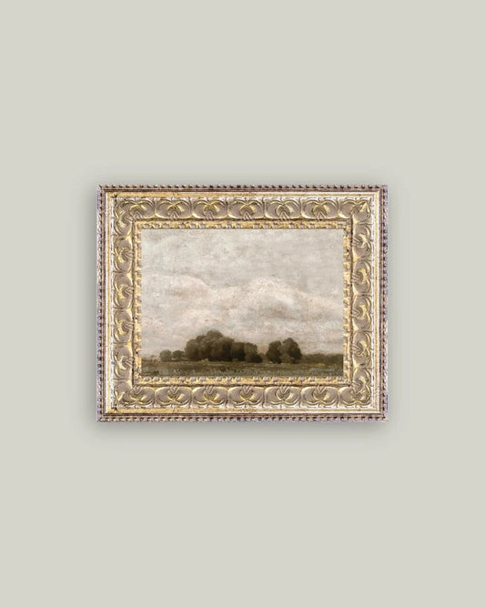 Tree and Cloud Landscape 7 x 5 Framed Antique Art