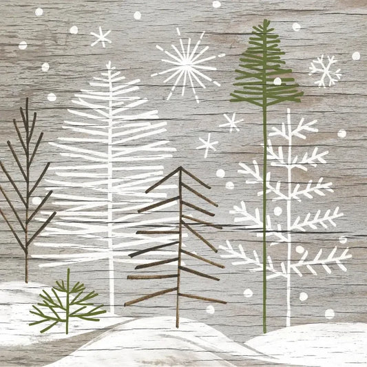 Trees on Wood Cocktail Napkins