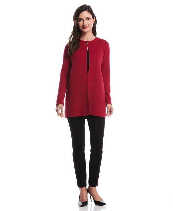Turnlock Metal Closure Cardigan (Rio Red)
