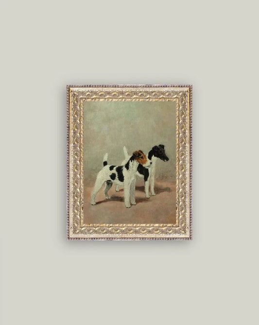Two Fox Terriers 8 x 10 Framed Antique Art