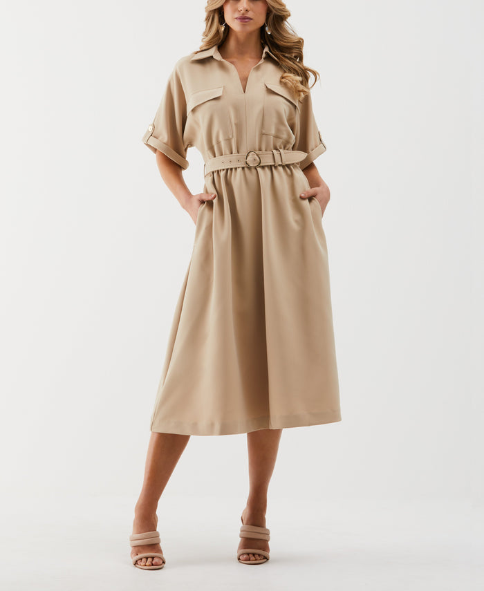 Utility Shirt Dress (Irish Cream)