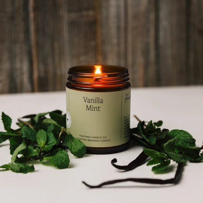 Vanilla Mint Beeswax & Essential Oil Natural Candle