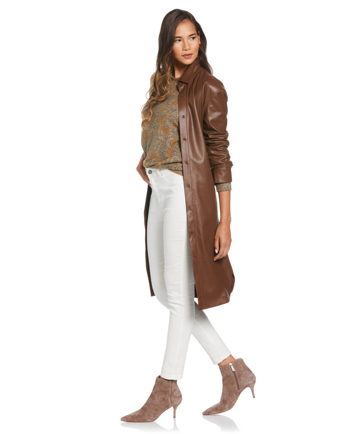 Faux Leather Shirtdress (Rocky Road)