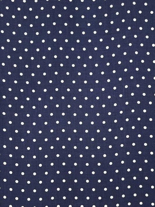 Viscose Twill - Navy Polka Dot