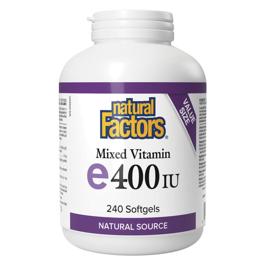 Bottle of Natural Factors Bottle of Vitamin E Mixed 400 IU 240 Softgels
