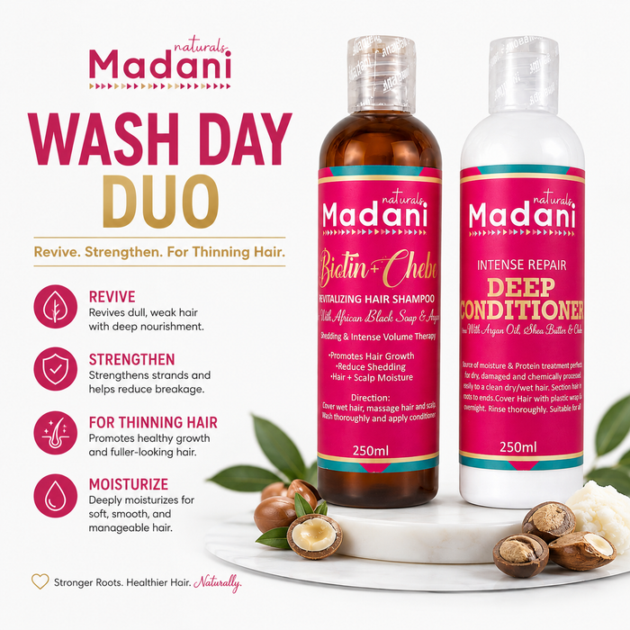 Wash Day Duo with Biotin + Chebe Shampoo & Intense Repair Deep Conditioner