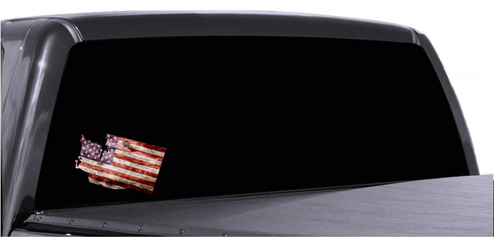 Washington Distressed Tattered Subdued USA American Flag Vinyl Sticker