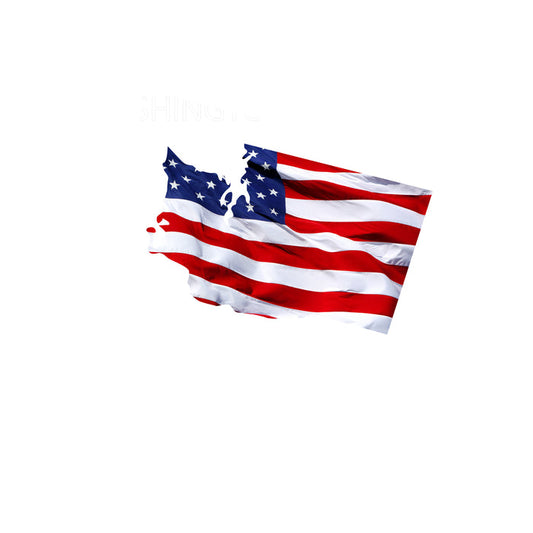 Washington Waving USA American Flag. Patriotic Vinyl Sticker