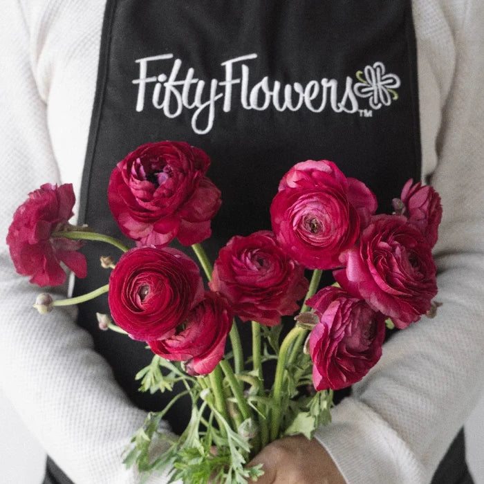 Watermelon Pink Ranunculus Flower Apron - Image