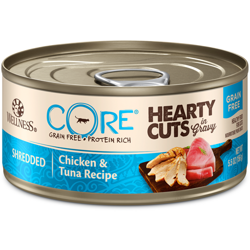 Wellness CORE Canned Hearty Cuts in Gravy Shredded Chicken & Tuna Formula Cat Food