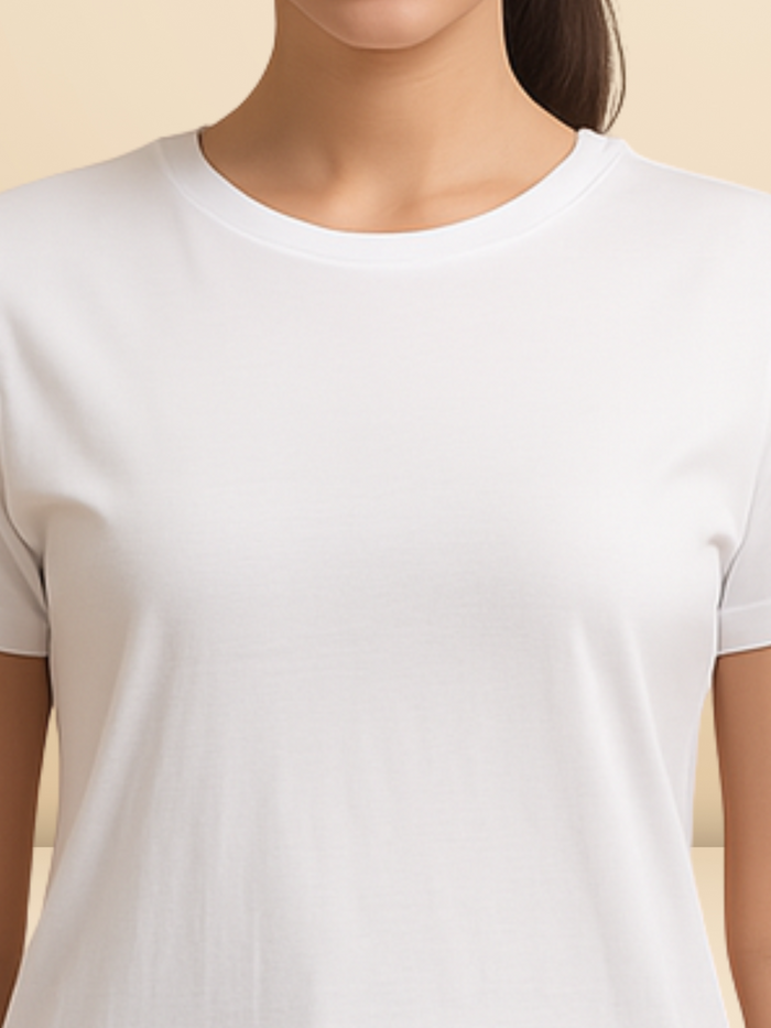 White Cotton Yoga T-Shirt for Women