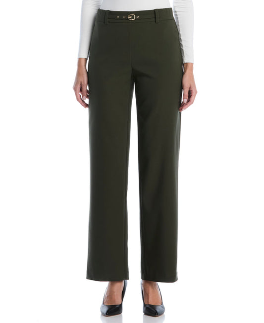 Wide Leg Novelty Belt Pant (Forest Night)