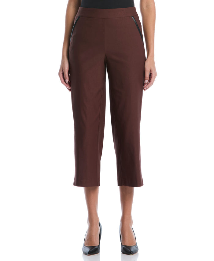 Wide Leg Trim Pant (Brown Stone)
