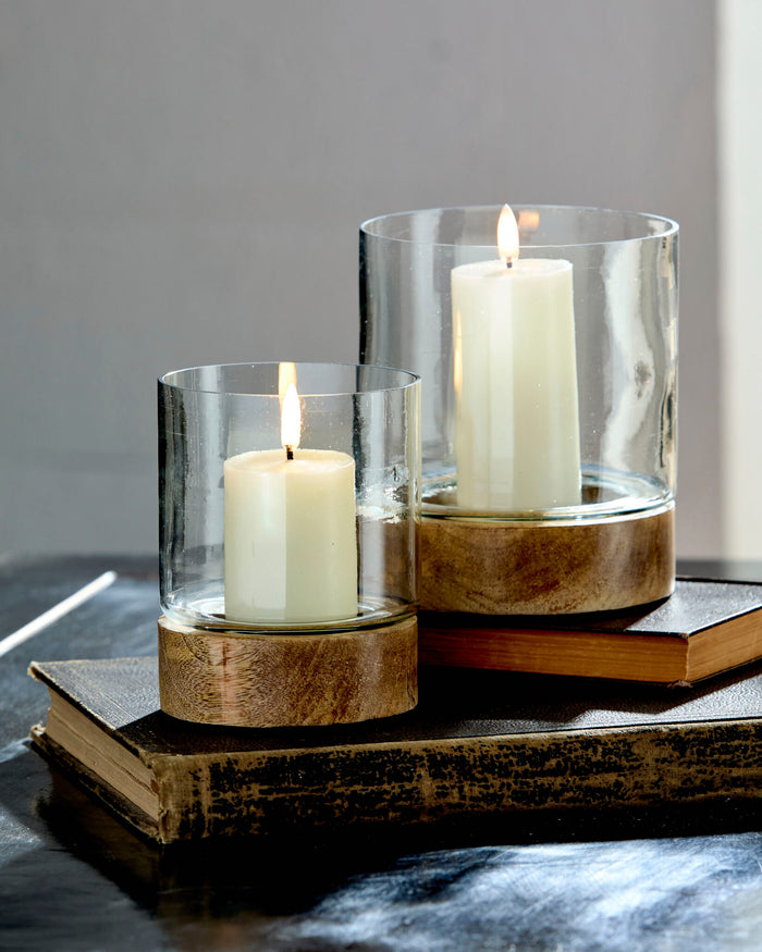 Wooden Base Hurricane (2 Sizes)