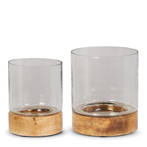Wooden Base Hurricane (2 Sizes)