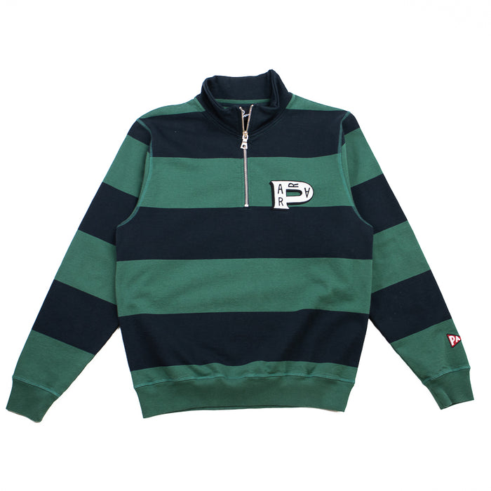 Worked P Striper Half Zip Sweatshirt (Navy Green)