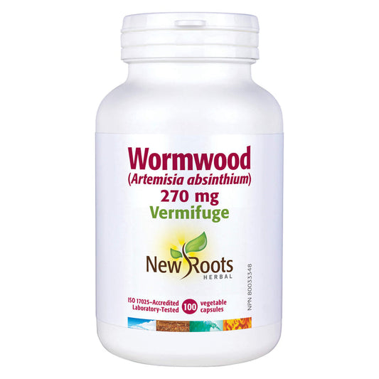 Bottle of New Roots Wormwood 100 Vegetable Capsules