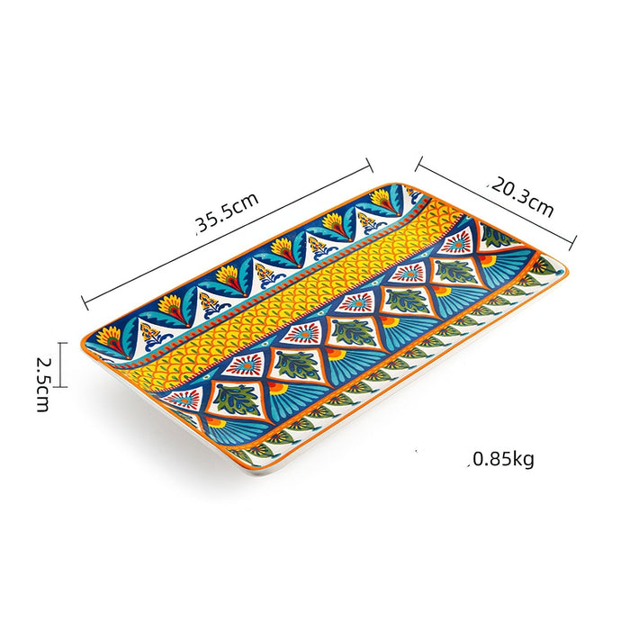 Yellow Morocco Ceramic Rectangular Plate