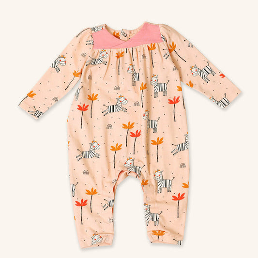Zebra Wrap Neck Baby Jumpsuit + Headband Set (Organic)